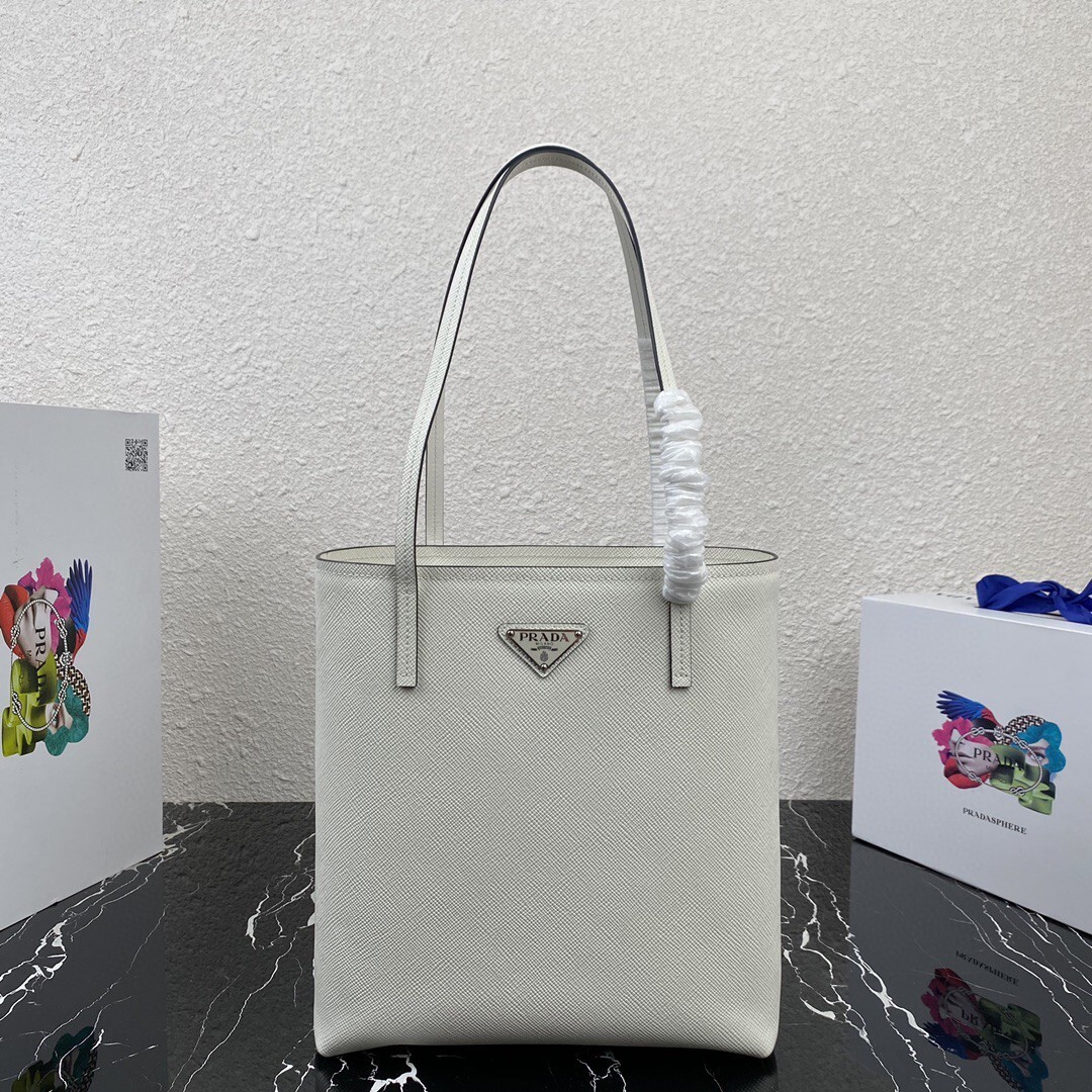 Prada Symbole tote bag in white Saffiano leather