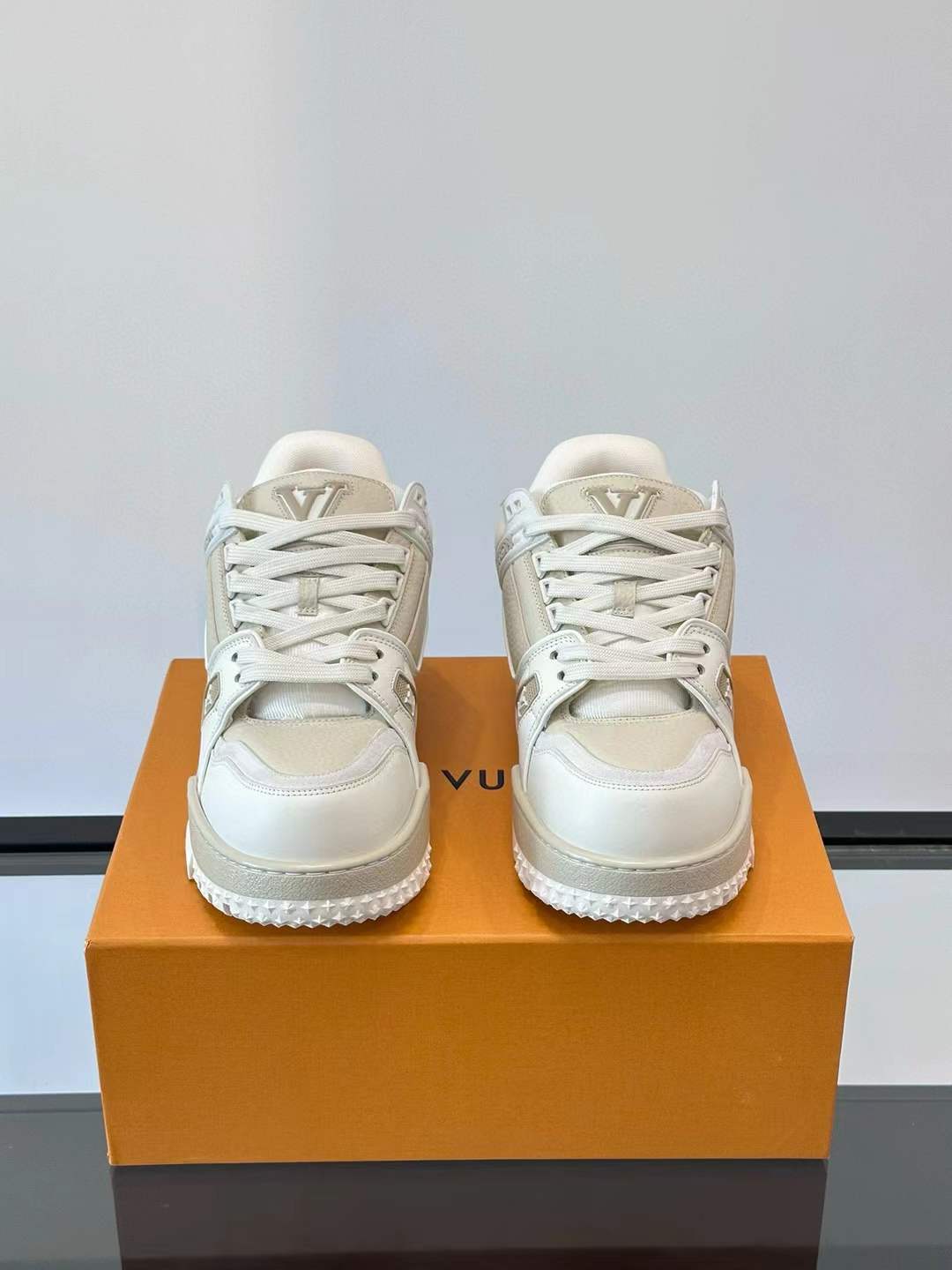 LV Trainer Maxi sneakers in white calf leather