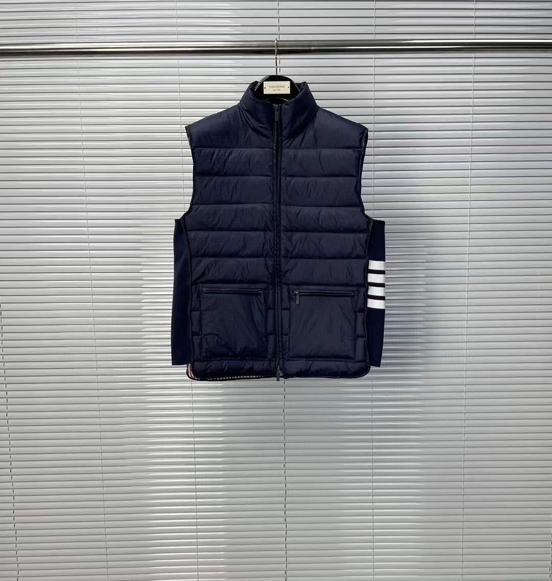 Thom Browne Ultra Light Feather Down men's vest in navy