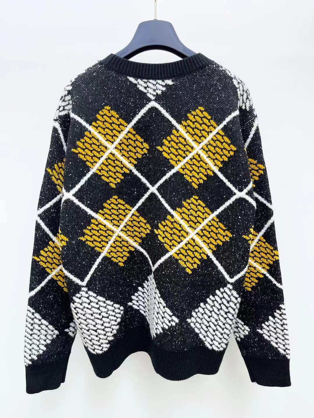 lv Wool Blend Pullover featuring the Damier Argyle motif and a "Marque L. Vuitton Déposée" signature on the chest