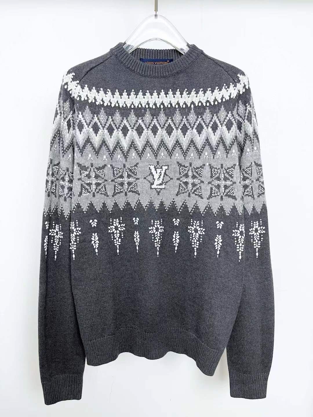 LV Embellished Wool-Cashmere Blend Pullover