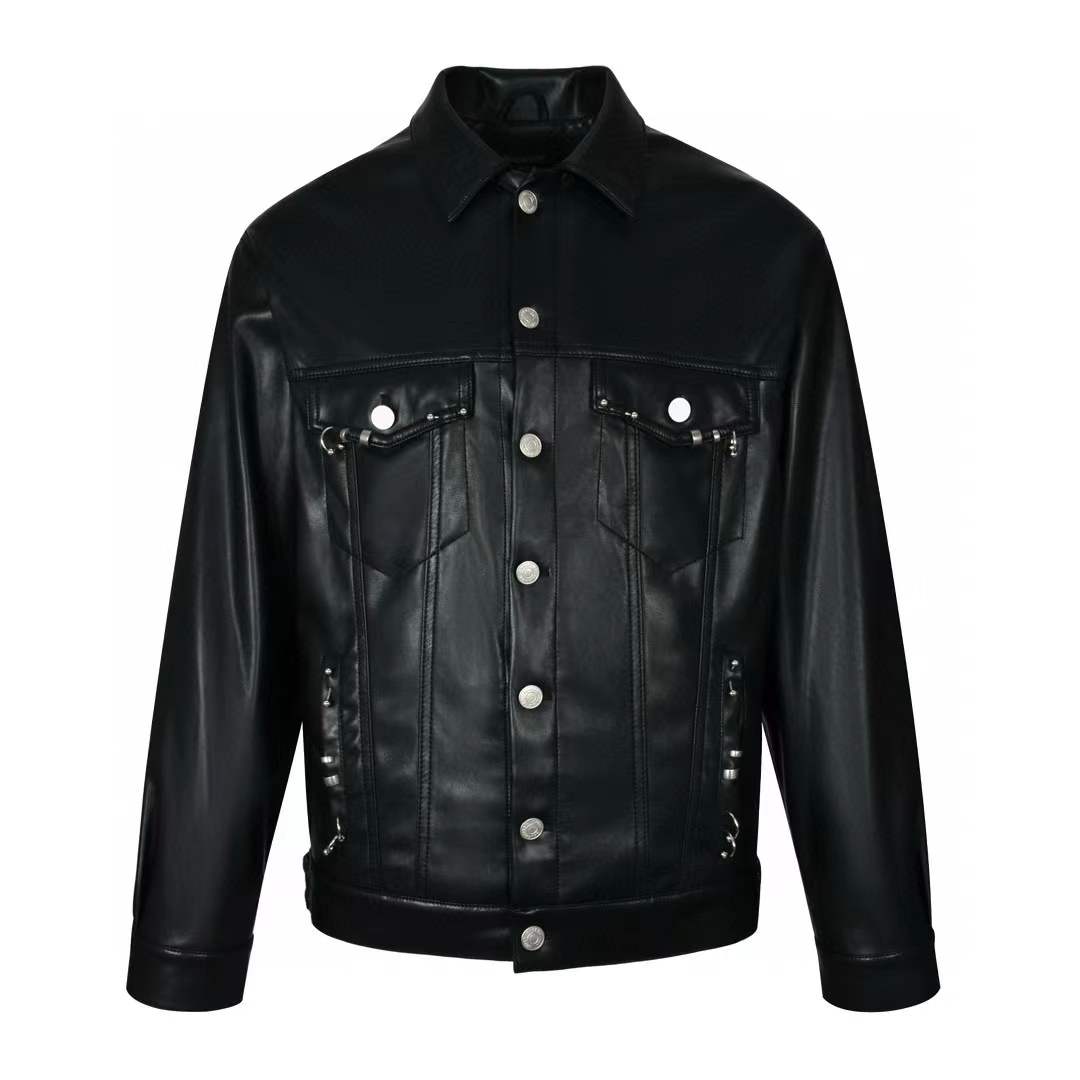 Balenciaga Pierced Leather Jacket in black.