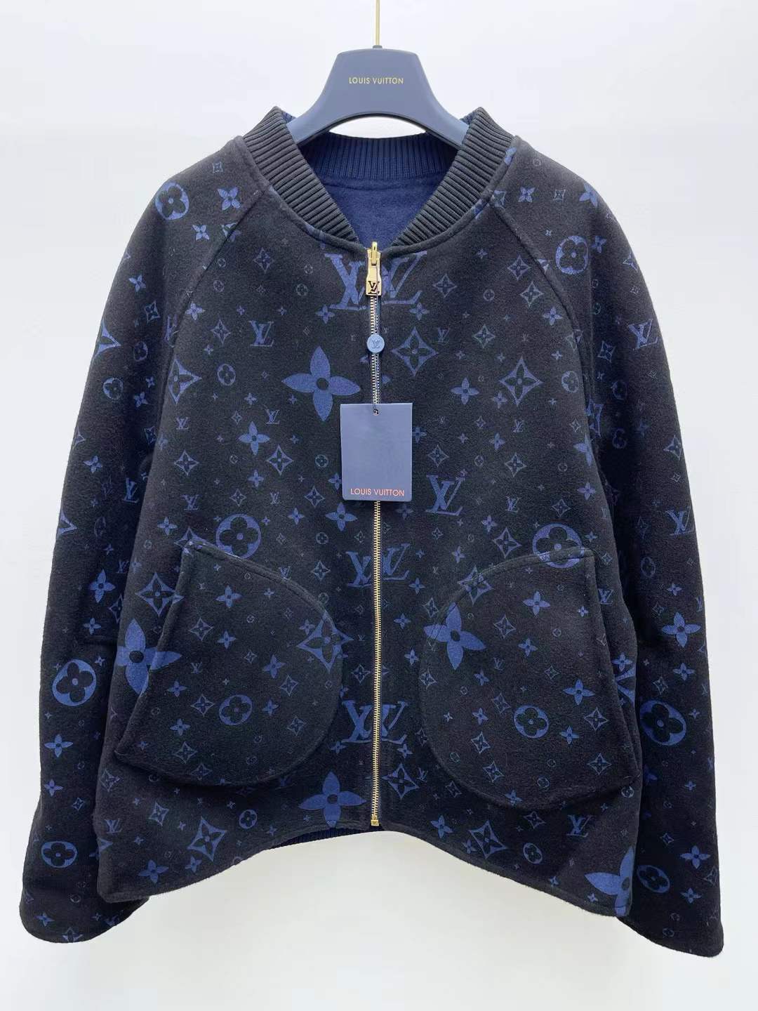 LV Double Face Wool Reversible Blouson jacket in black and blue