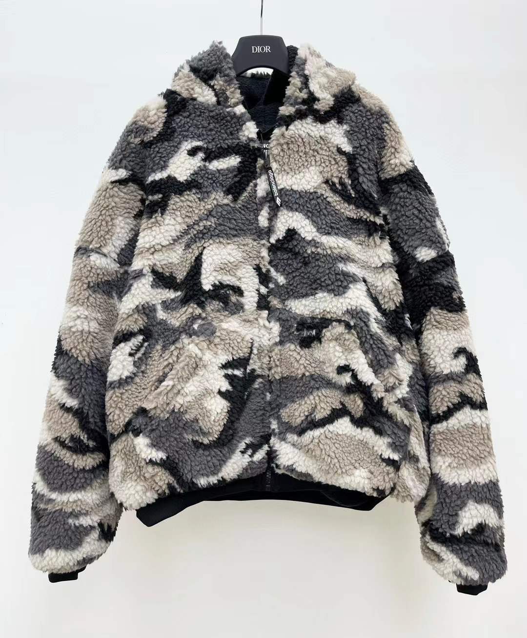 Balenciaga camouflage-print fleece hooded jacket