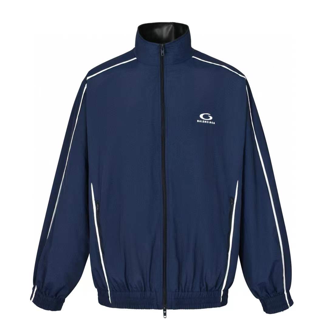 Balenciaga Loop Sports Icon Zip-up Jacket in Navy/white