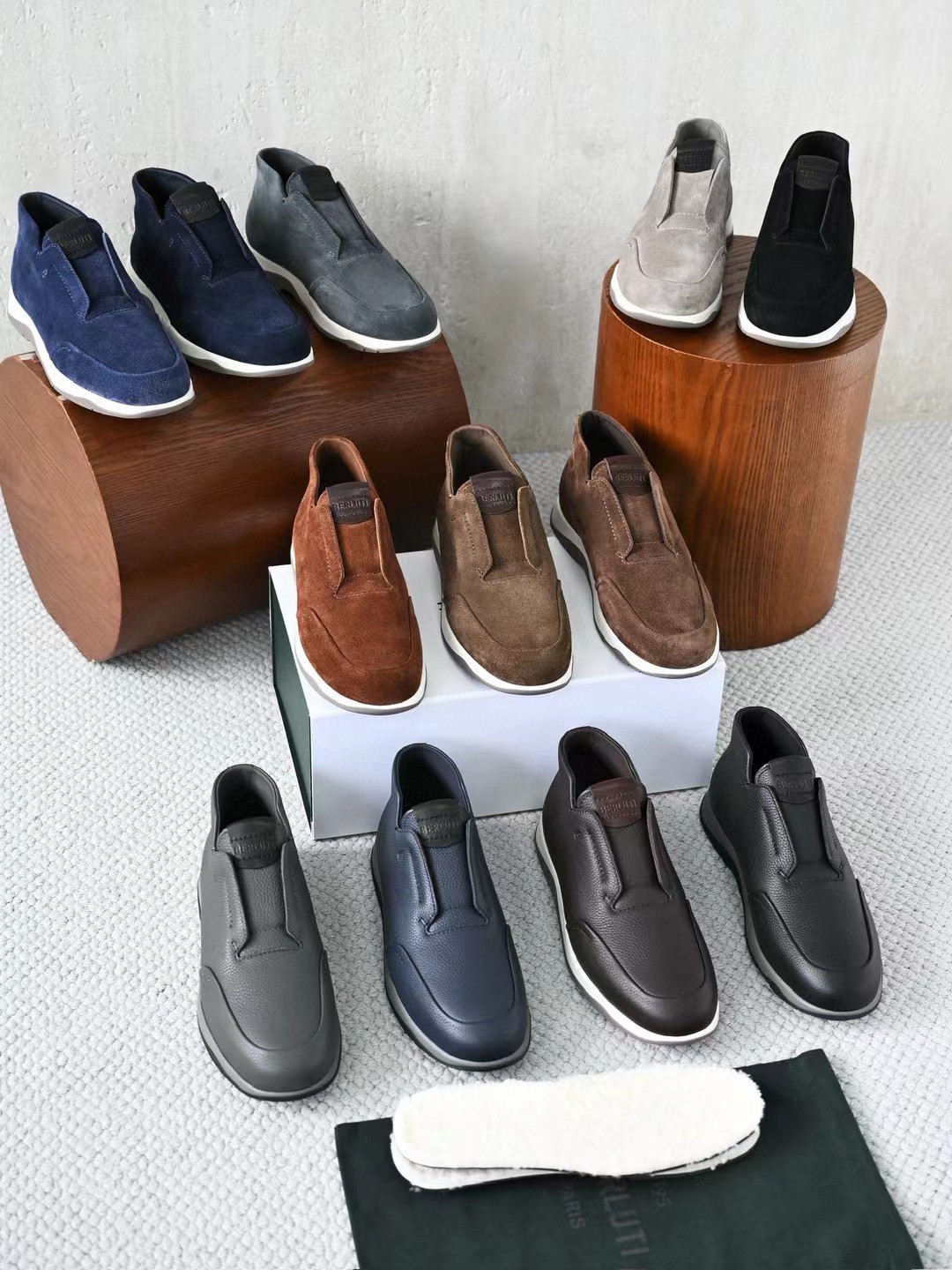 Berluti Échappée Scritto suede sneaker slip-on in blue