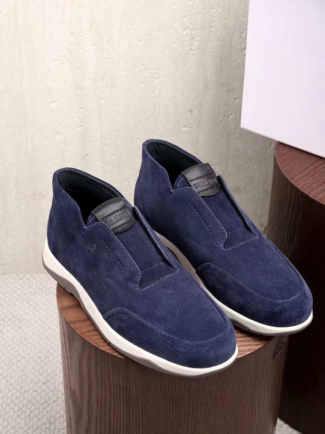 Berluti Échappée Scritto suede sneaker slip-on in blue