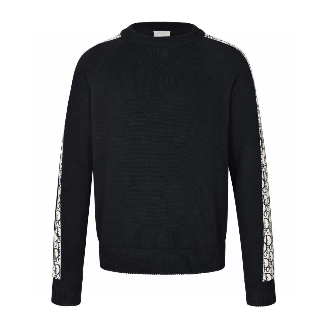 Dior Oblique Inserts sweater in black cotton jersey