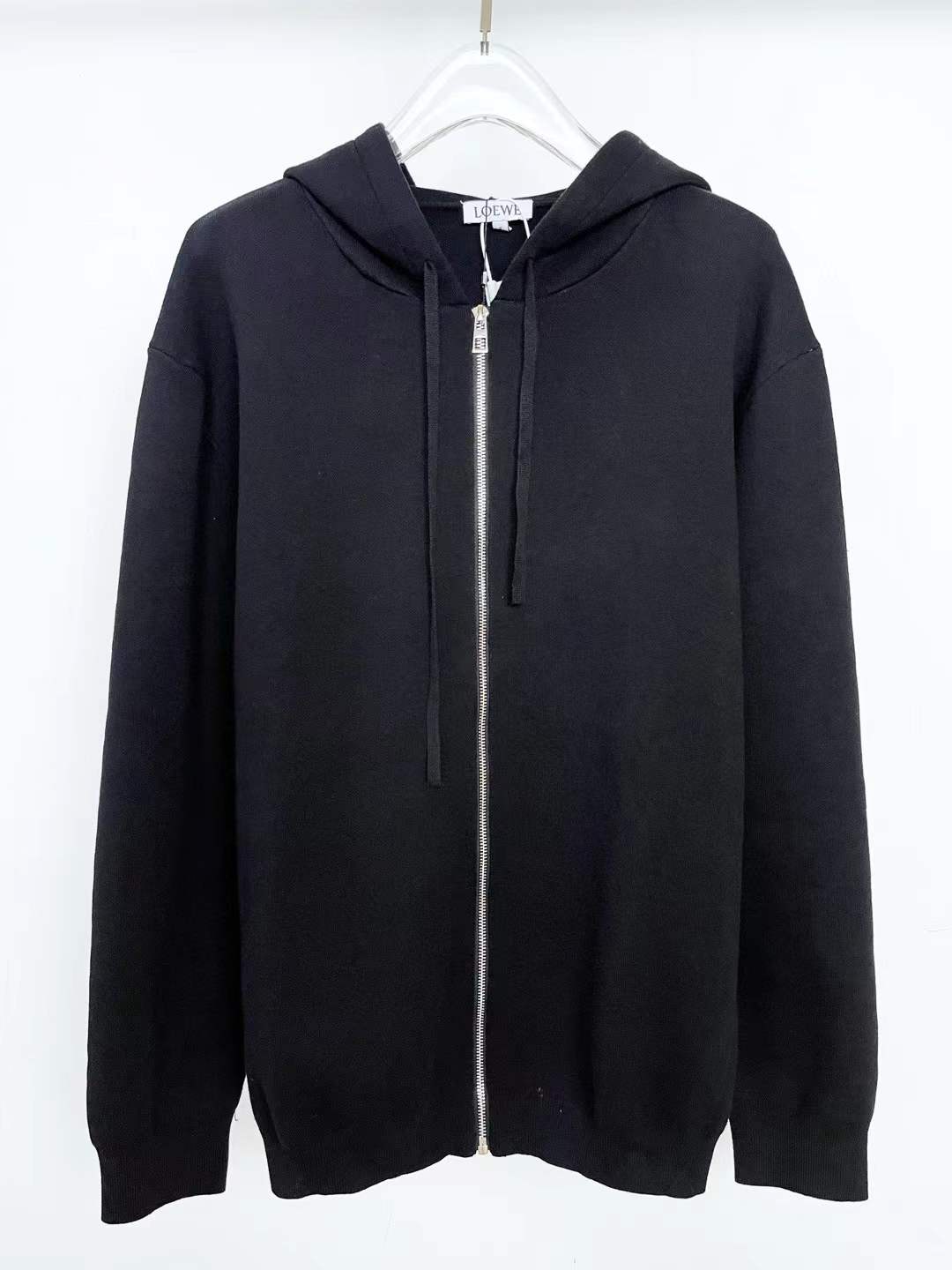 Loewe Anagram logo wool-blend zip-up hoodie in black