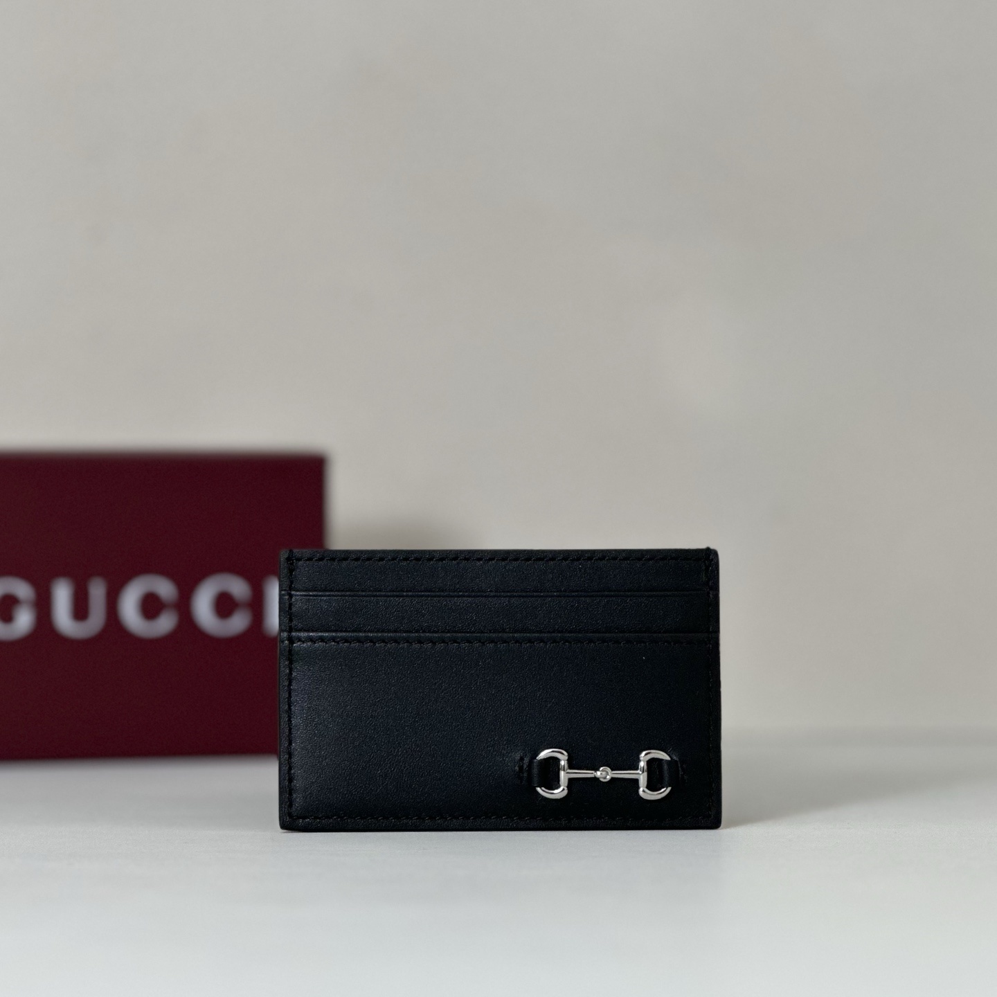 Gucci card case with a Horsebit detail in black leather