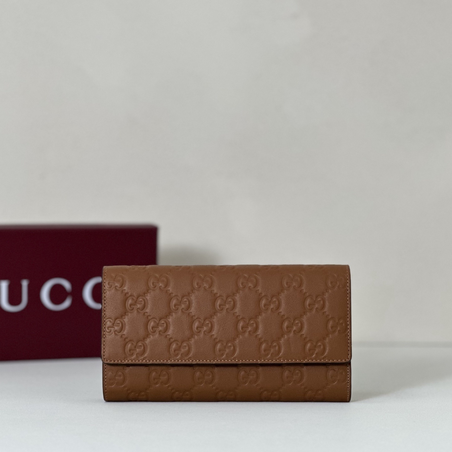 Gucci Guccissima leather continental wallet brown