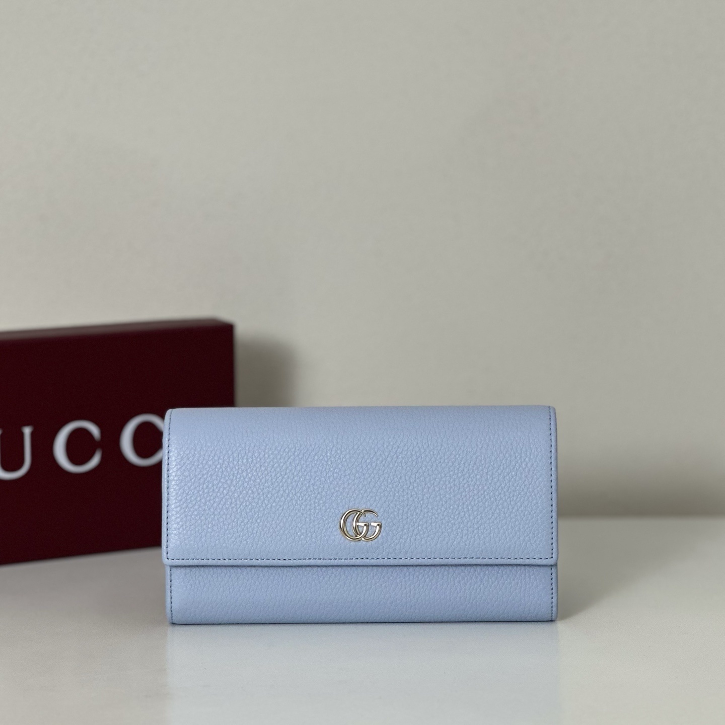 Gucci GG Marmont continental wallet in light blue leather