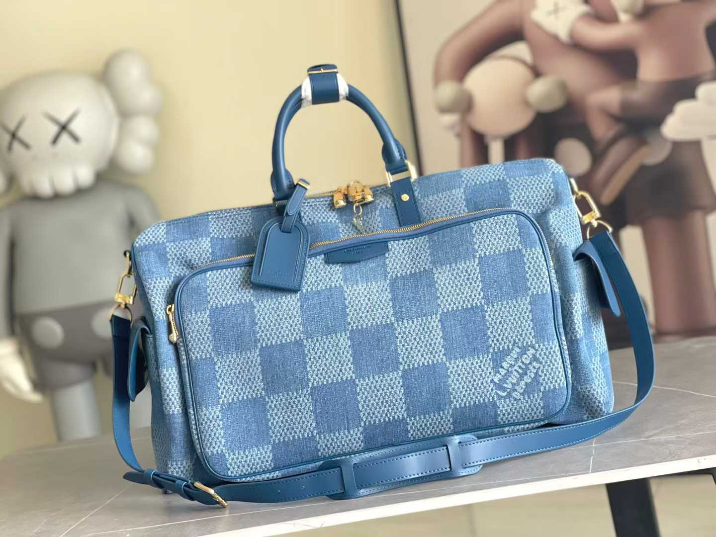 LV Keepall Cargo 50 in Damier Denim 3D cotton canvas