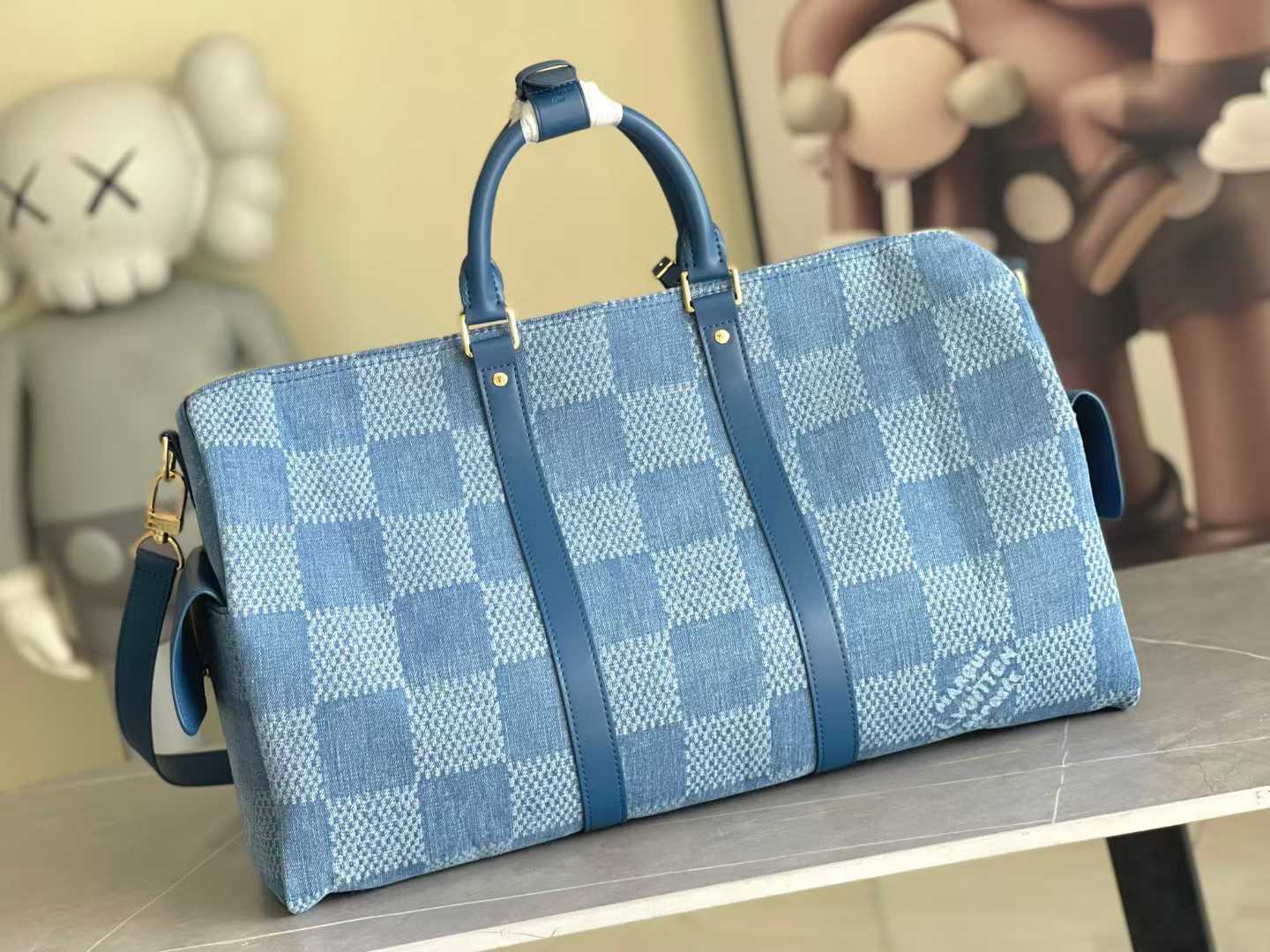 LV Keepall Cargo 50 in Damier Denim 3D cotton canvas