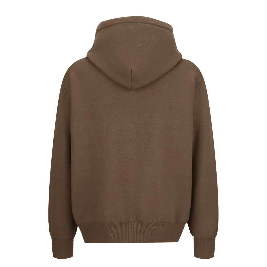 Loewe Anagram Logo Wool-Blend Zip-Up Hoodie in a brown color