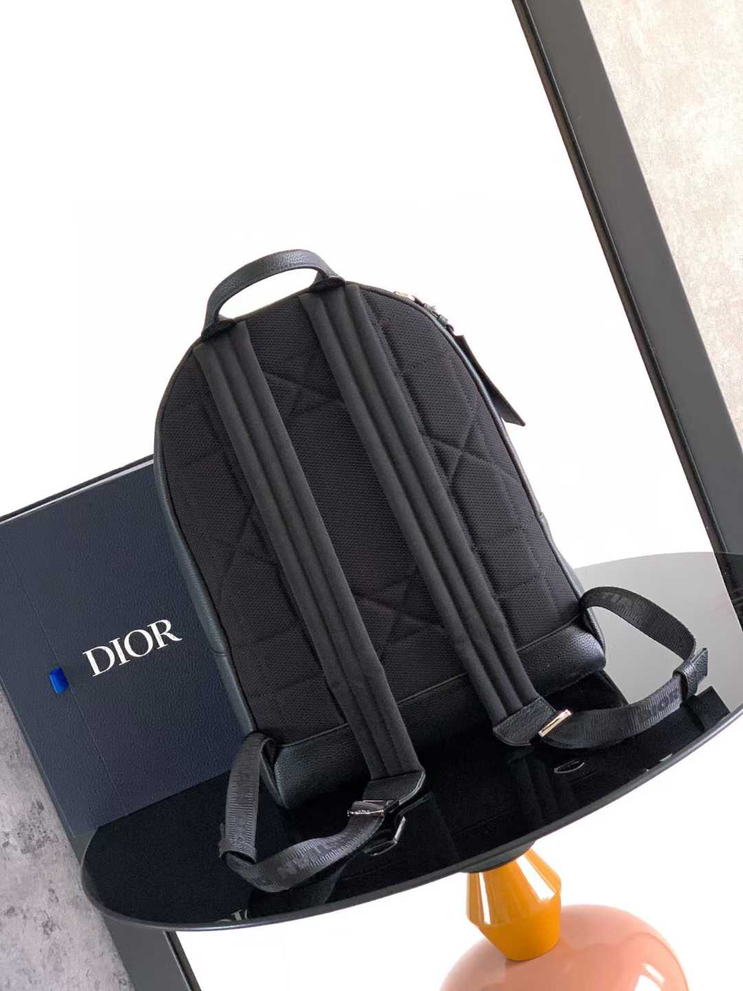 Dior CD Icon Zipped Backpack in black matte grained calfskin