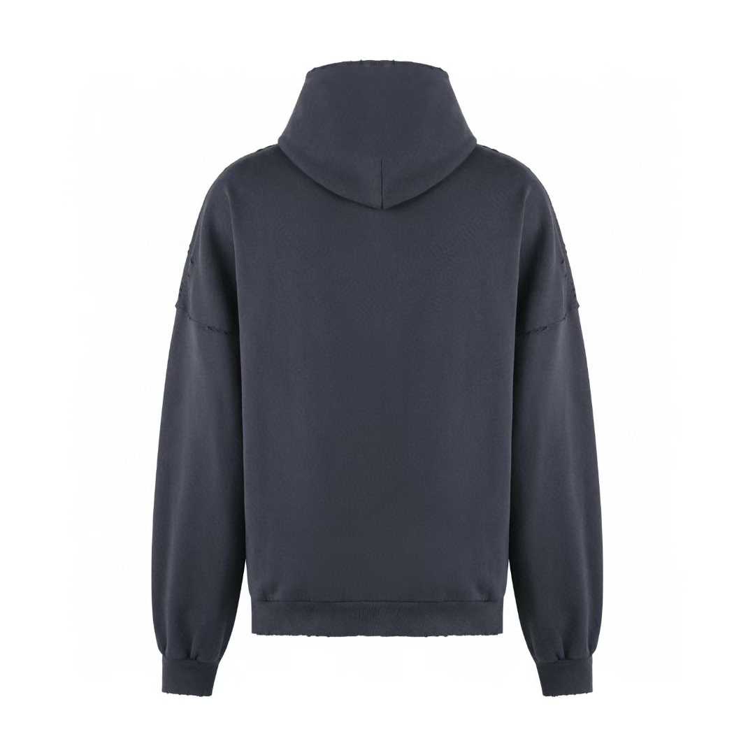 Balenciaga Optical Cotton Hoodie in black cotton jersey.