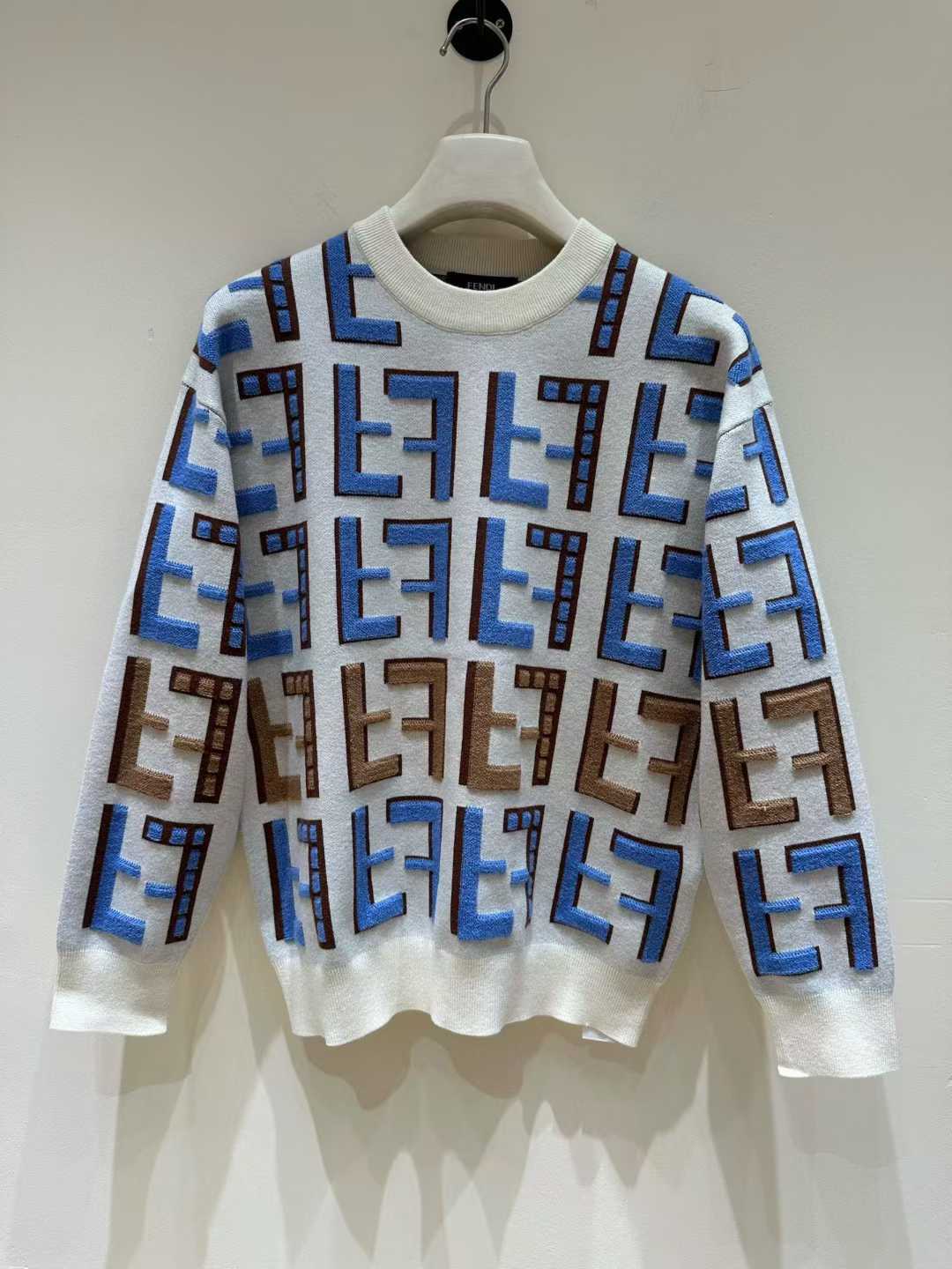 Fendi Color FF Covered Crew-Neck Sweater