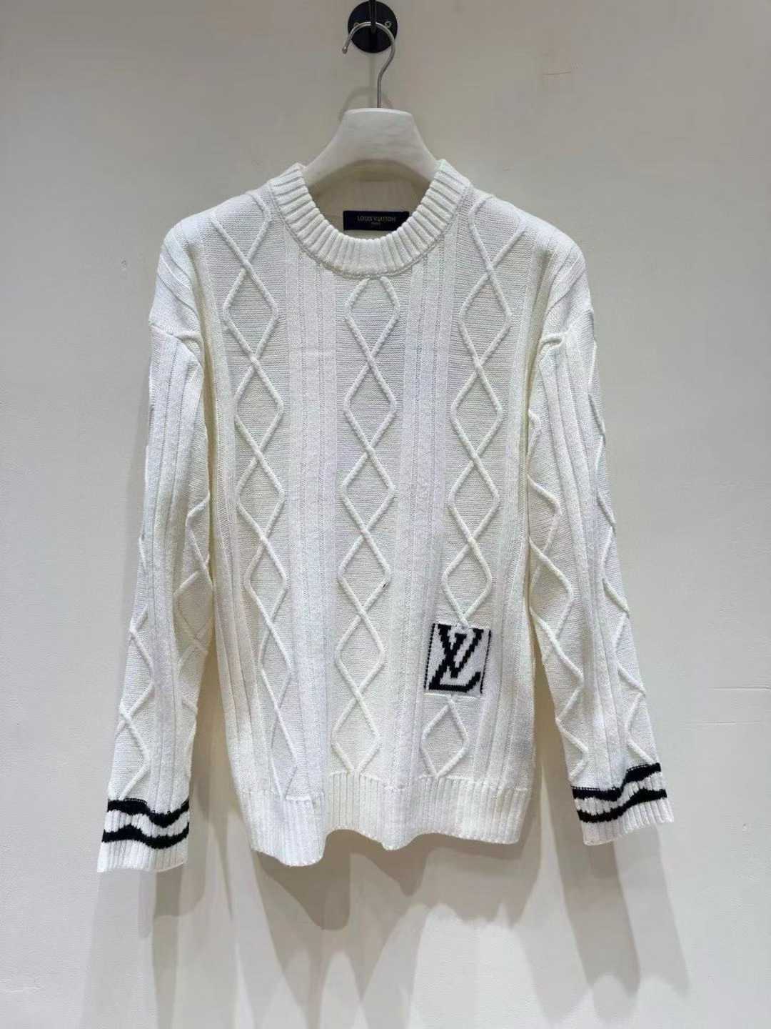 LV White Logo Pullover Sweater