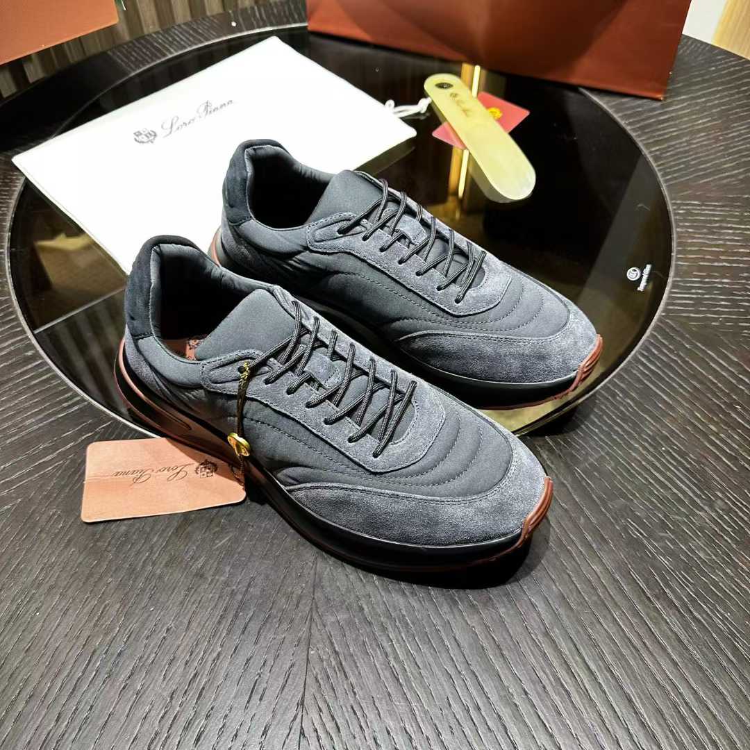 Loro Piana Weekend Walk sneaker microfiber and suede with a rubber sole.