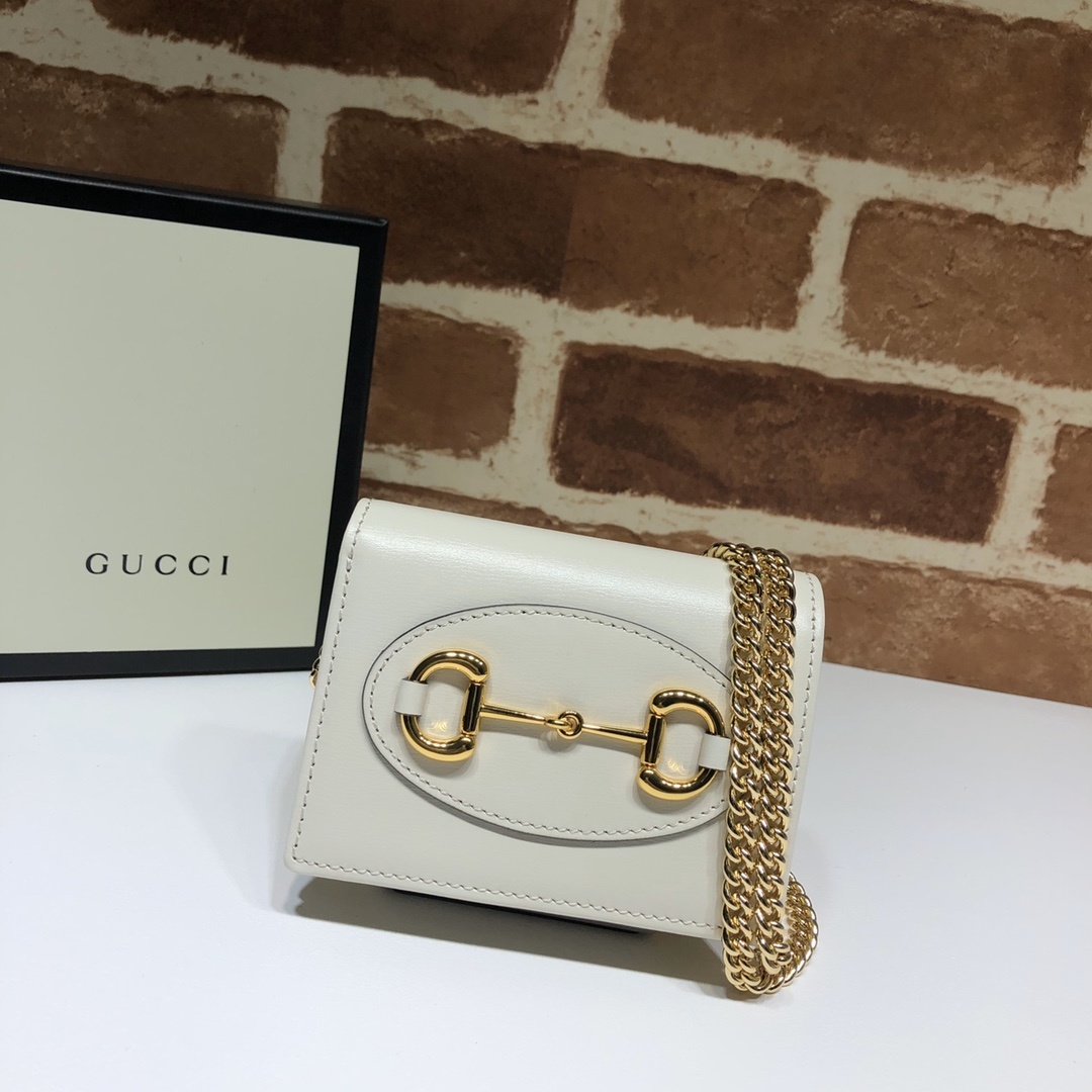 Gucci Horsebit 1955 wallet on-chain in white leather
