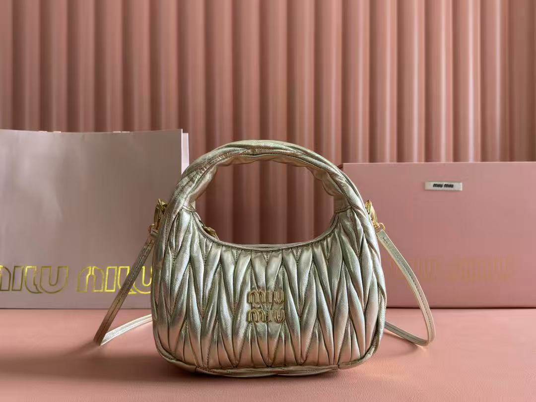 miu miu wander matelassé nappa leather hobo bag