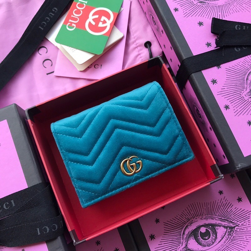 Gucci GG Marmont card case or wallet in blue leather
