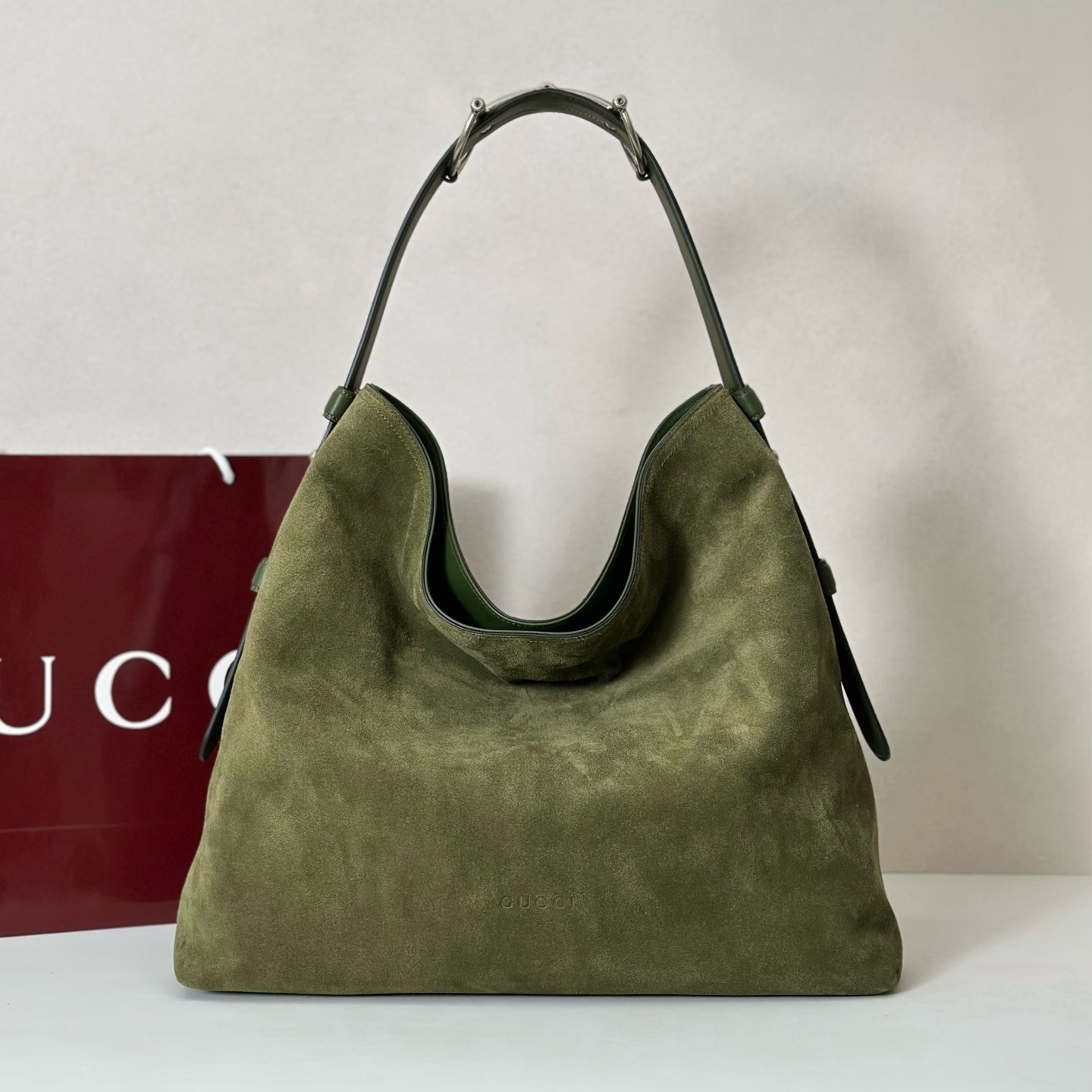 Gucci Giglio large tote bag in green suede