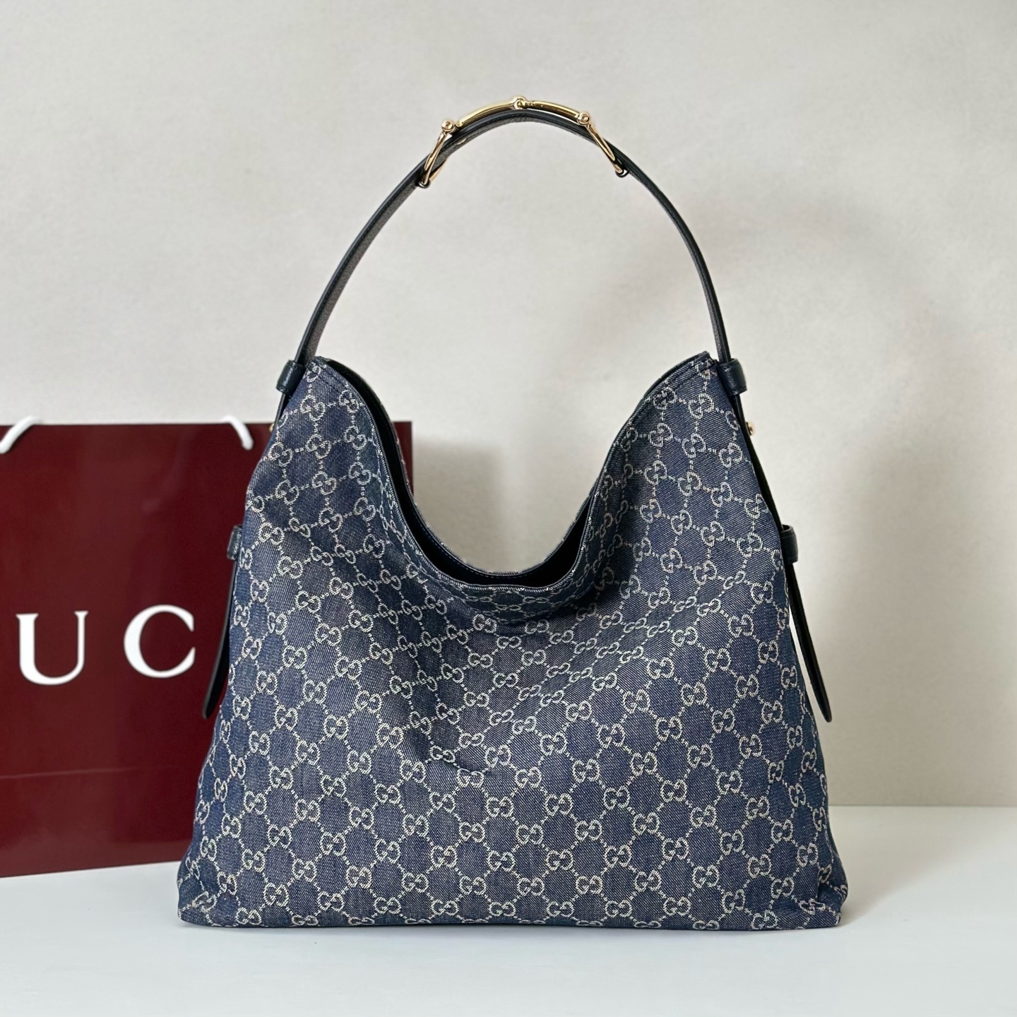 Gucci Totissima small blue GG denim tote bag