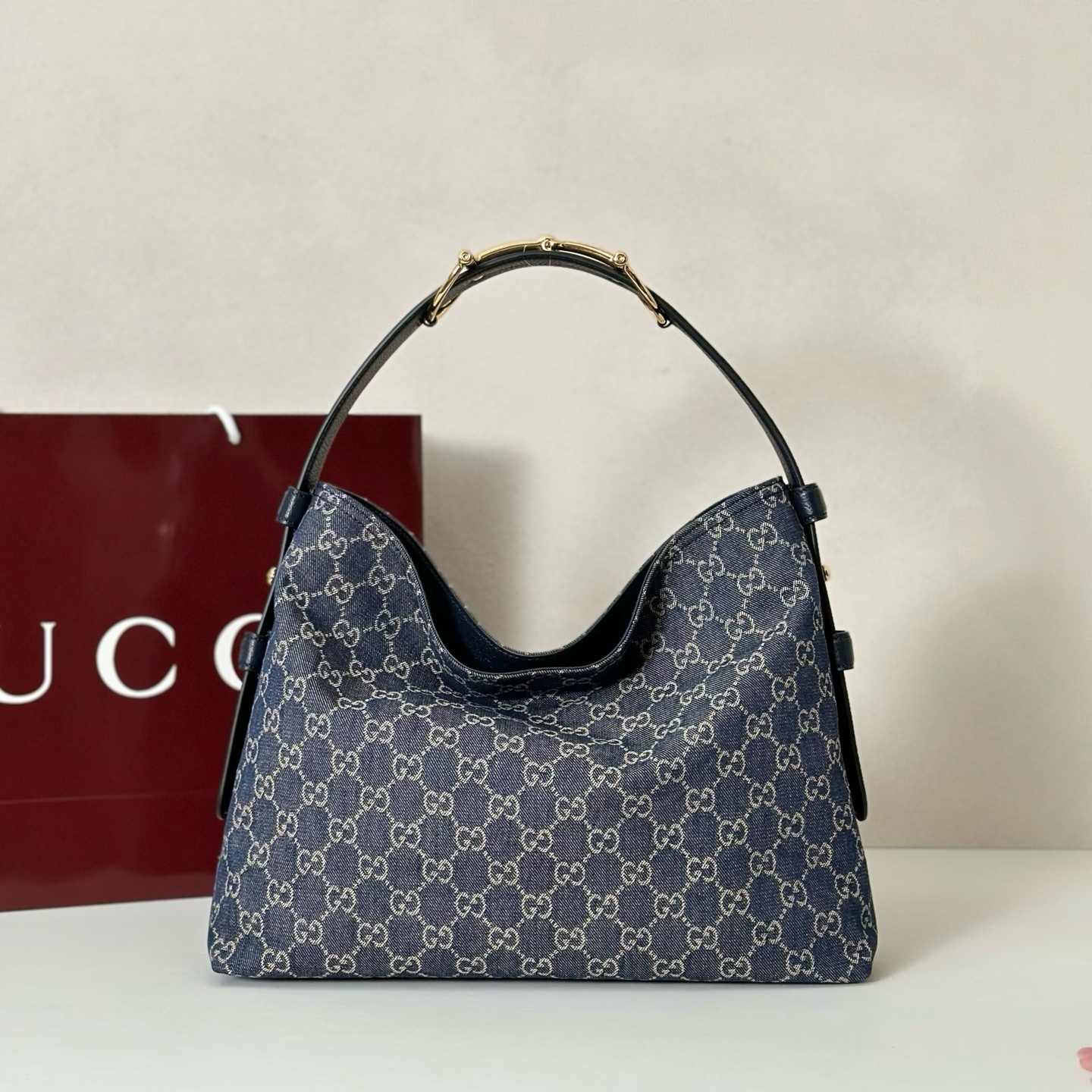 Gucci Totissima Small Blue GG Denim Tote Bag