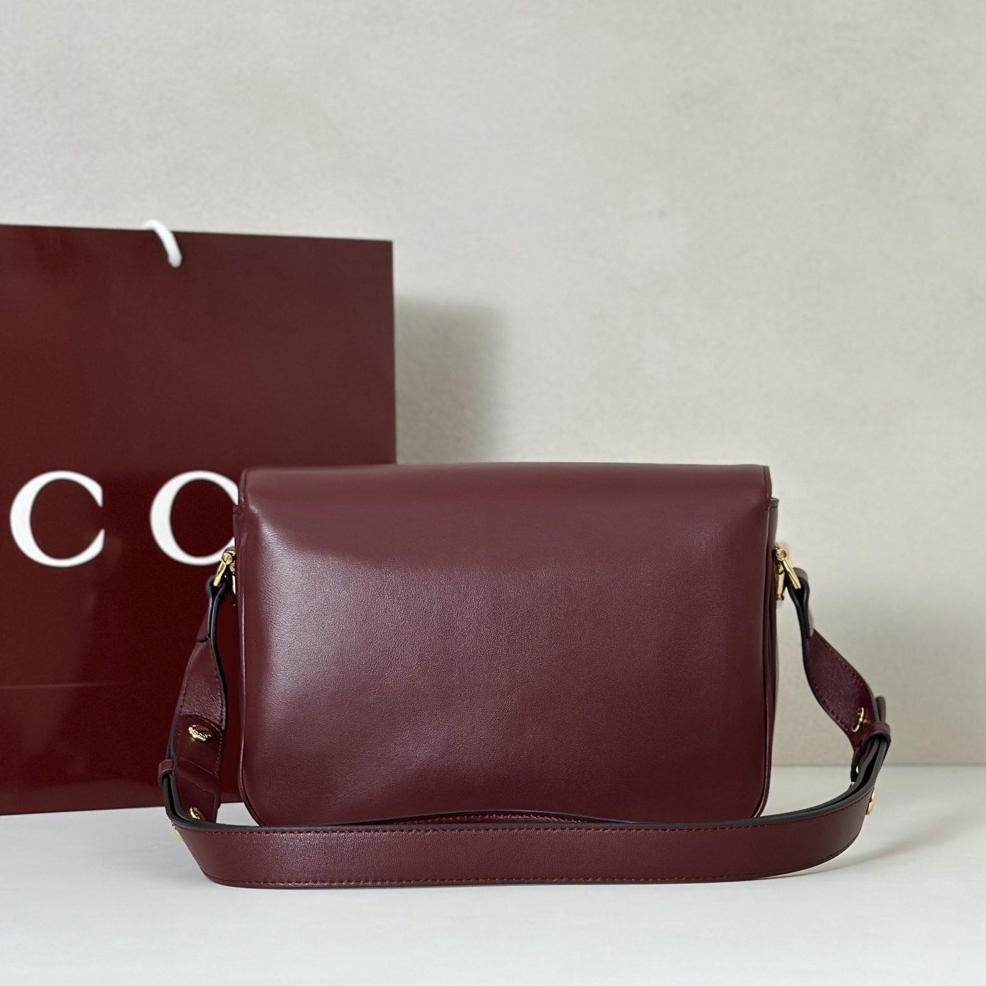 Gucci Horsebit 1955 leather shoulder bag in burgundy