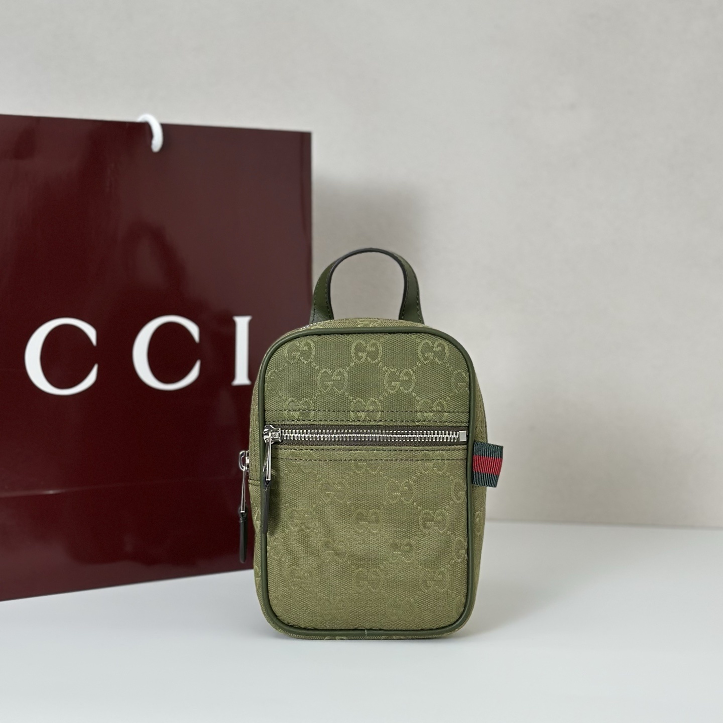 Gucci Forest Green GG Canvas mini slingbag