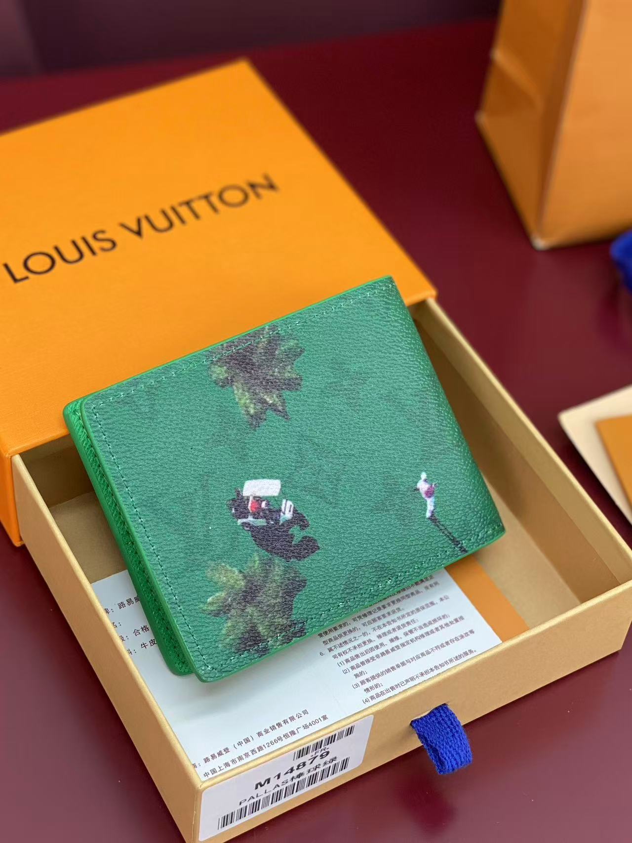 LV Golf Slender Wallet in green Monogram canvas