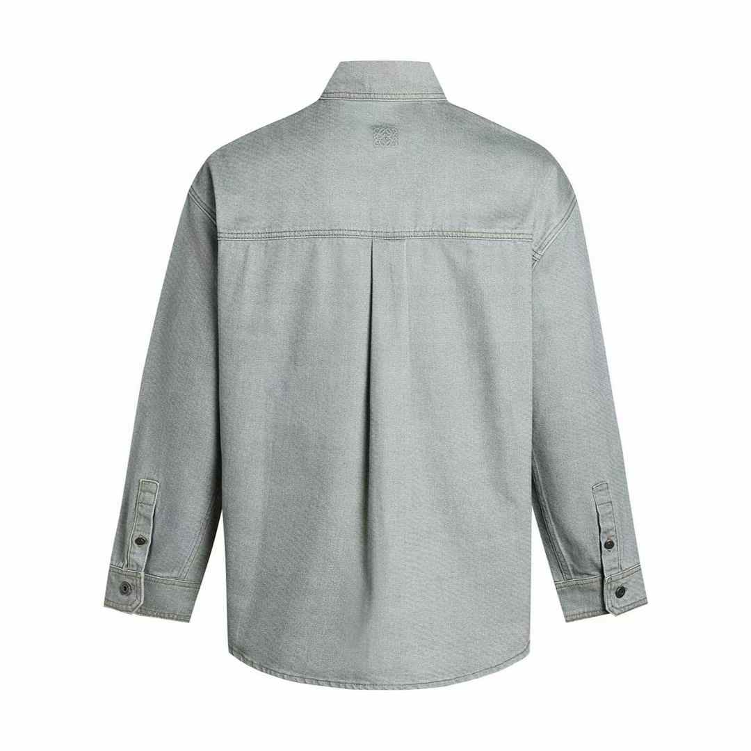 loewe grey cotton-blend button-up shirt