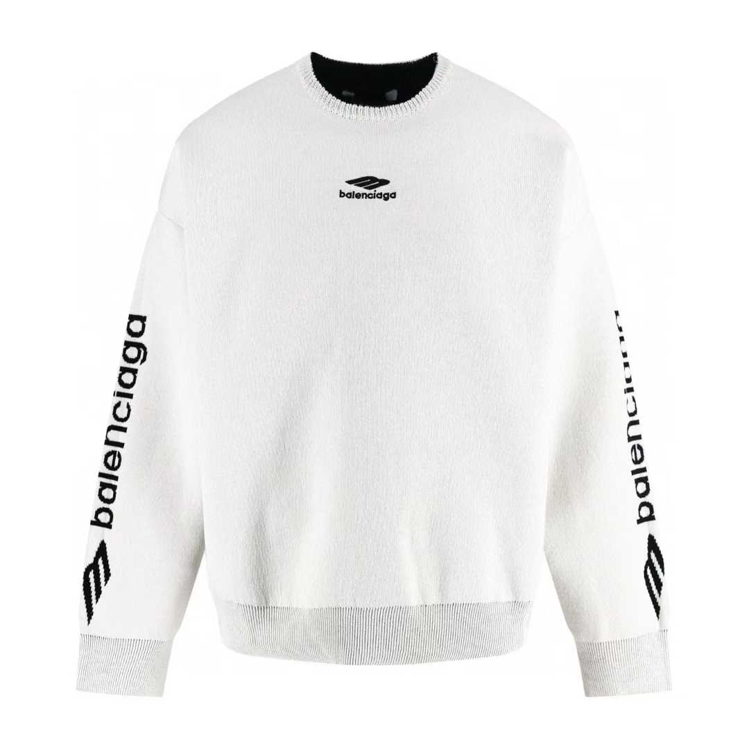 Balenciaga logo-print cotton sweatshirt in white with a silver-tone logo