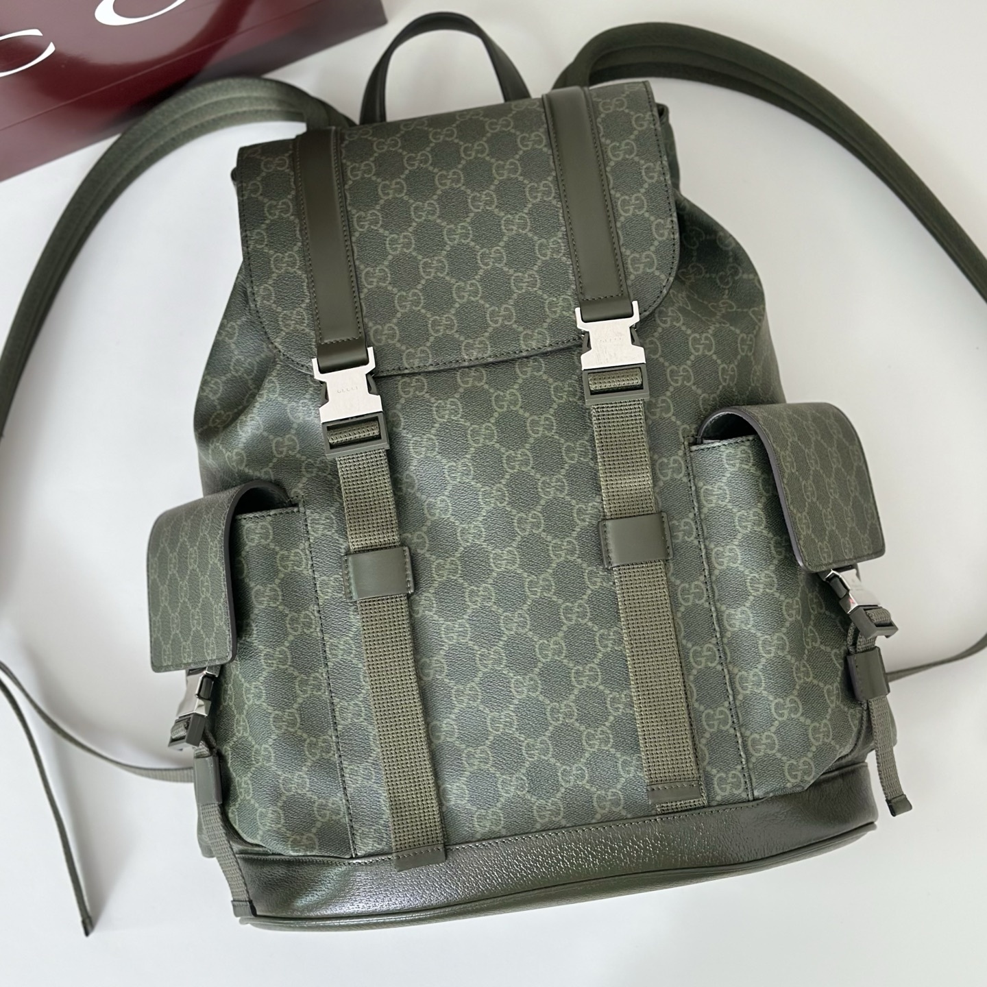 Gucci GG Monogram large backpack in forest green