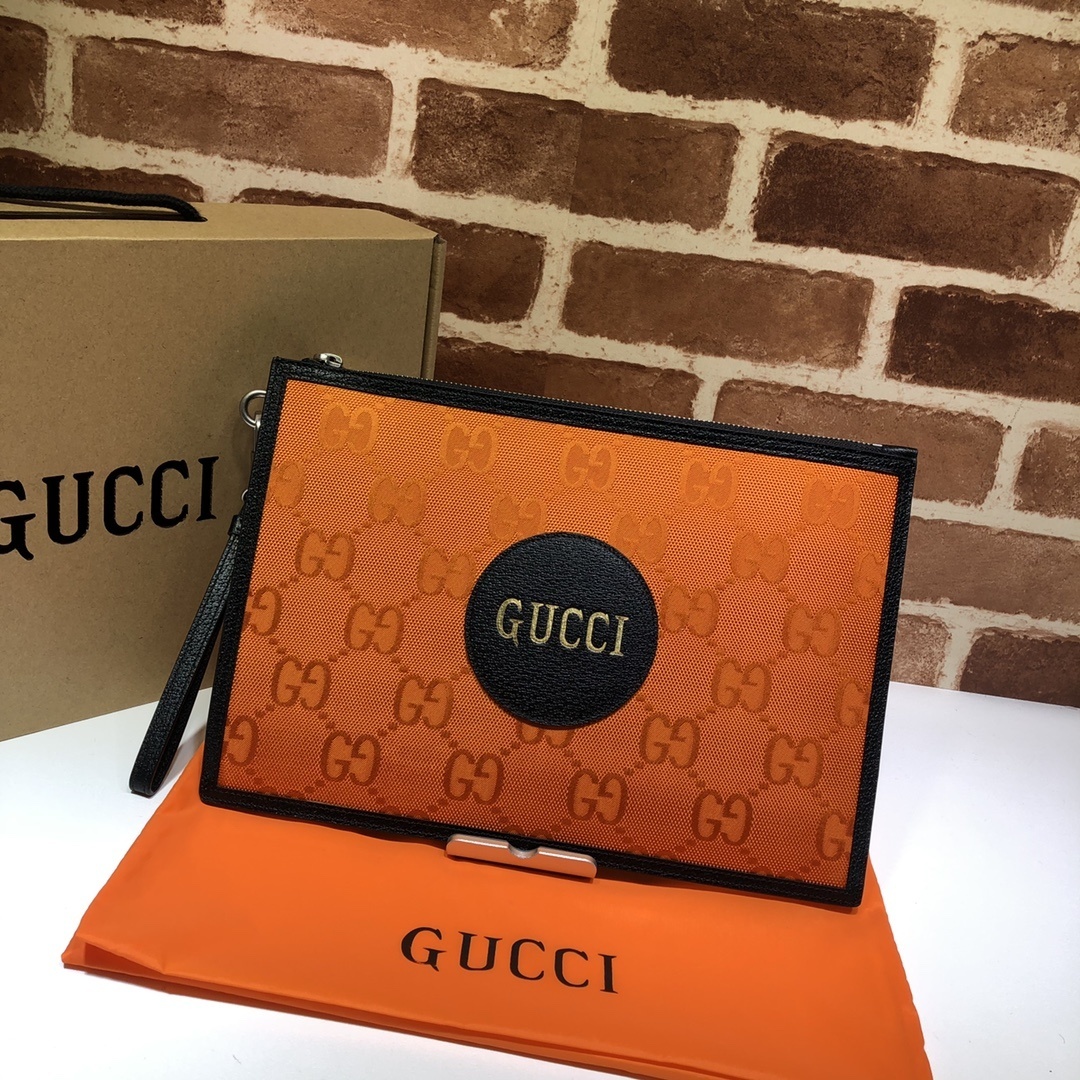 Gucci Orange Jumbo GG Nylon Off The Grid Clutch