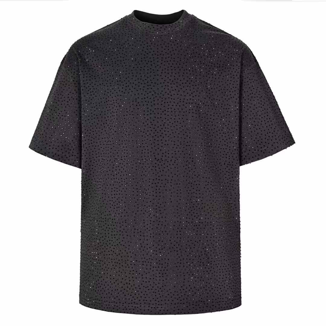 balenciaga black rhinestone-embellished T-shirt