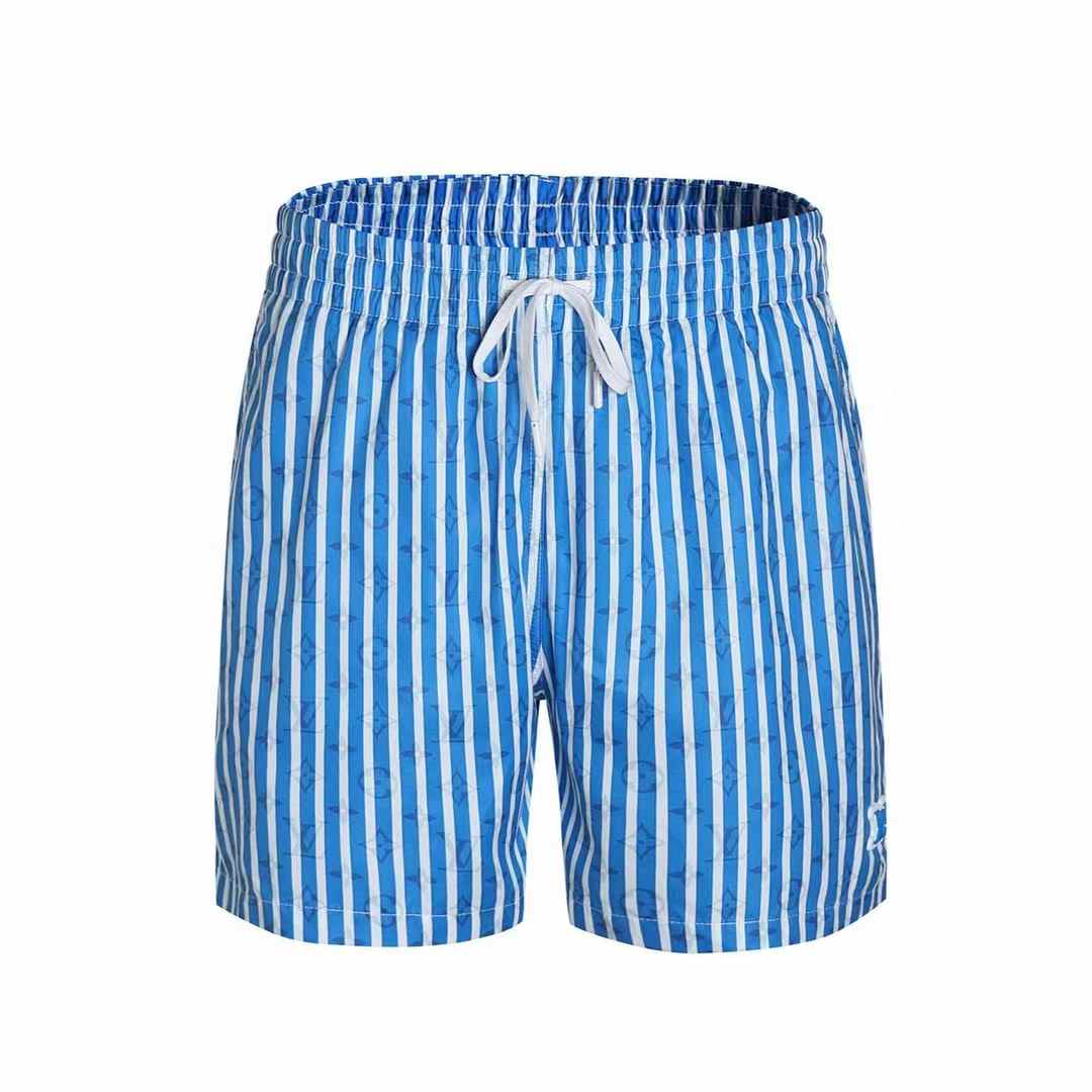 LV Monogram Striped Swim Shorts in blue and white