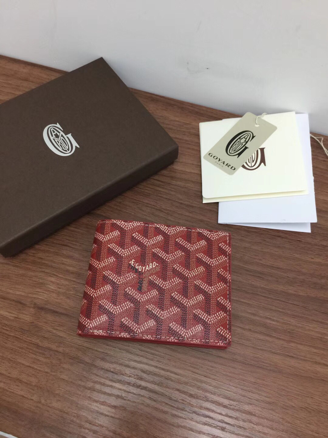 Goyard Victoire wallet in red Goyardine canvas and Vauzelles calfskin