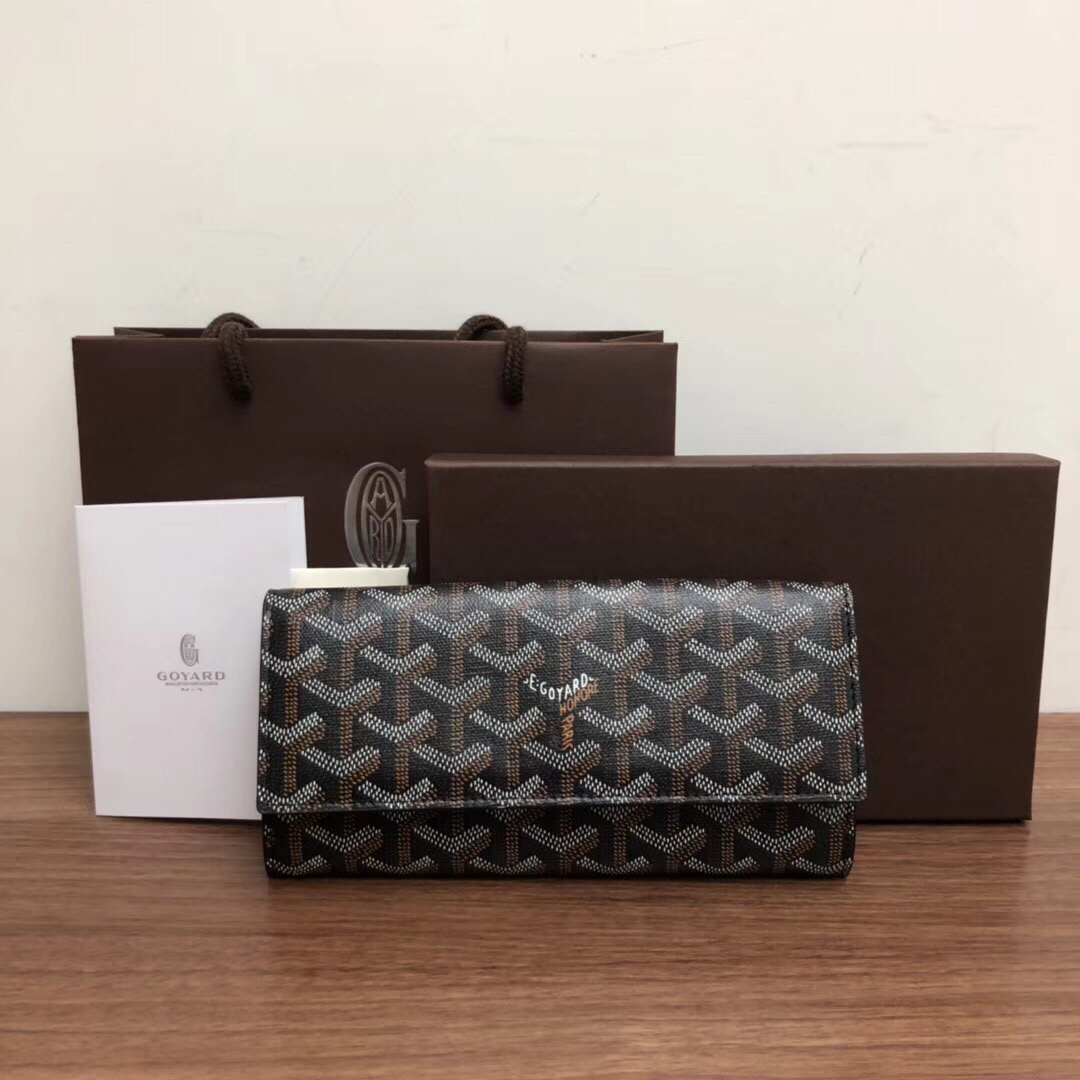 Goyard Varenne continental wallet in black Goyardine coated canvas