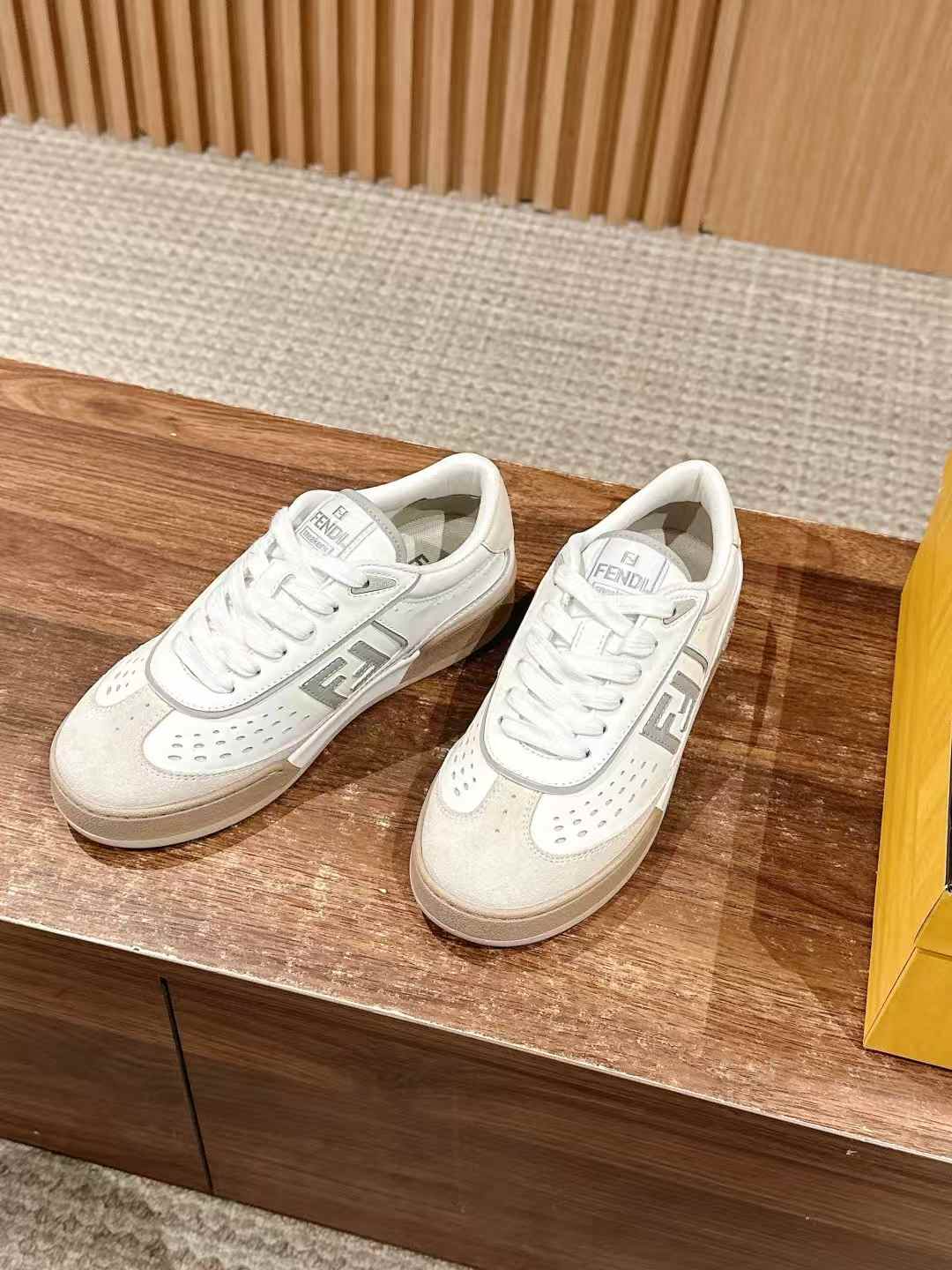 Fendi Match low-top sneakers in a white leather and suede finish