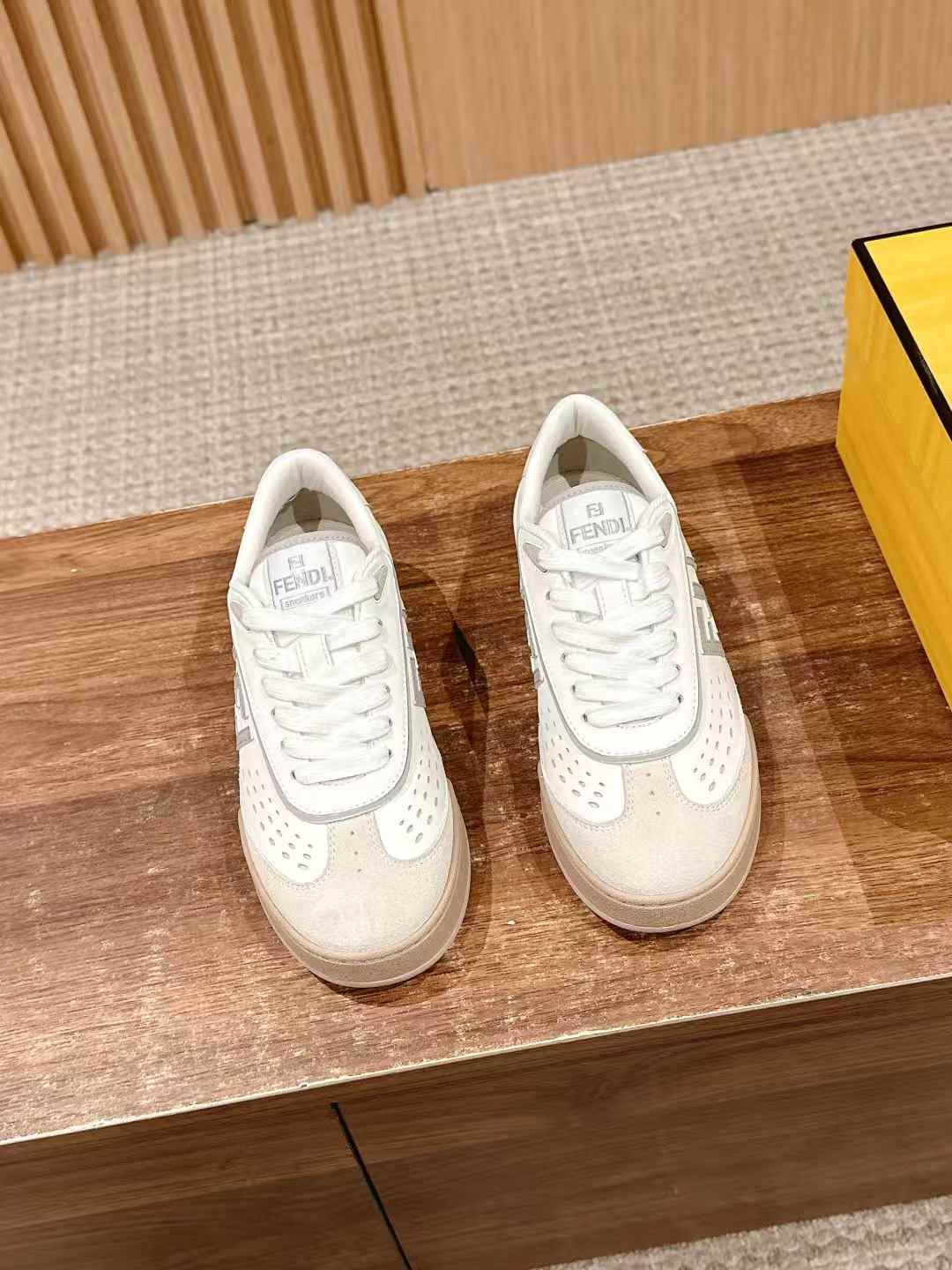 Fendi Match low-top sneakers in a white leather and suede finish