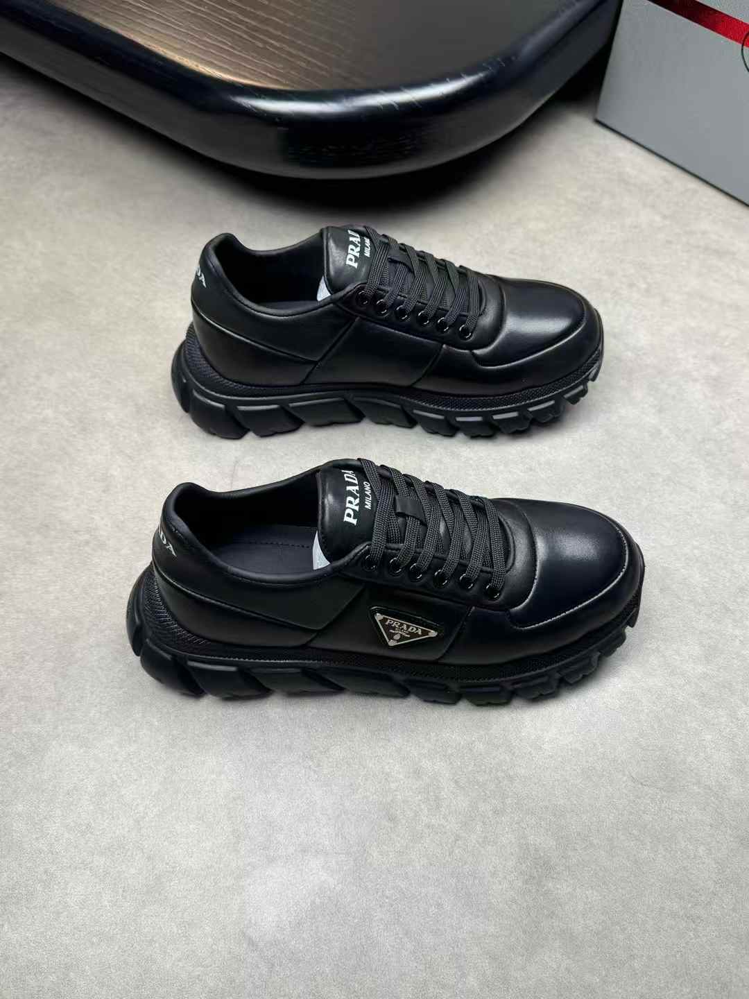 Prada Padded Nappa Leather Black Sneakers Shoes