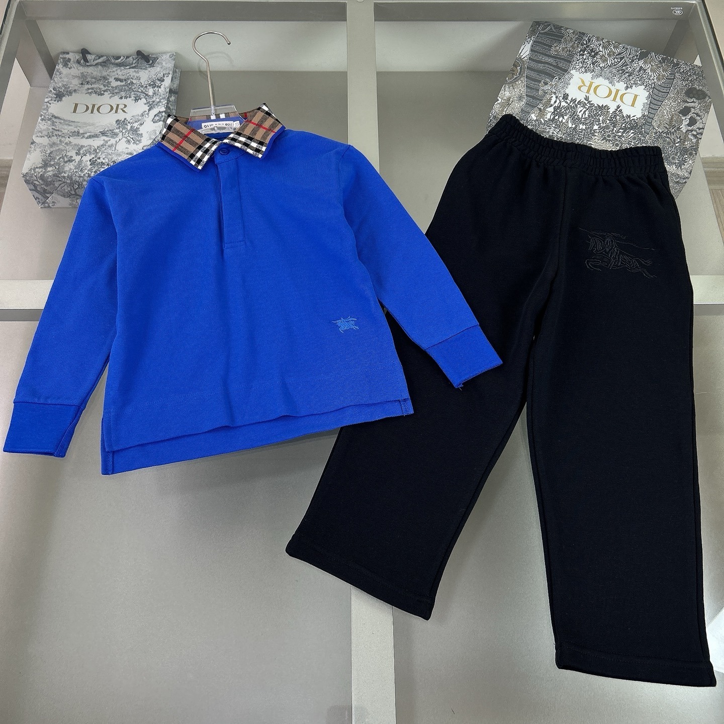Burberry Kids sweatshirt and track pants set in royal blue cotton