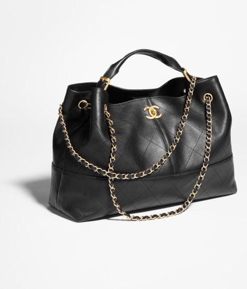 Chanel 2024/25 Métiers d'art shopping bag in black calfskin and gold-tone metal