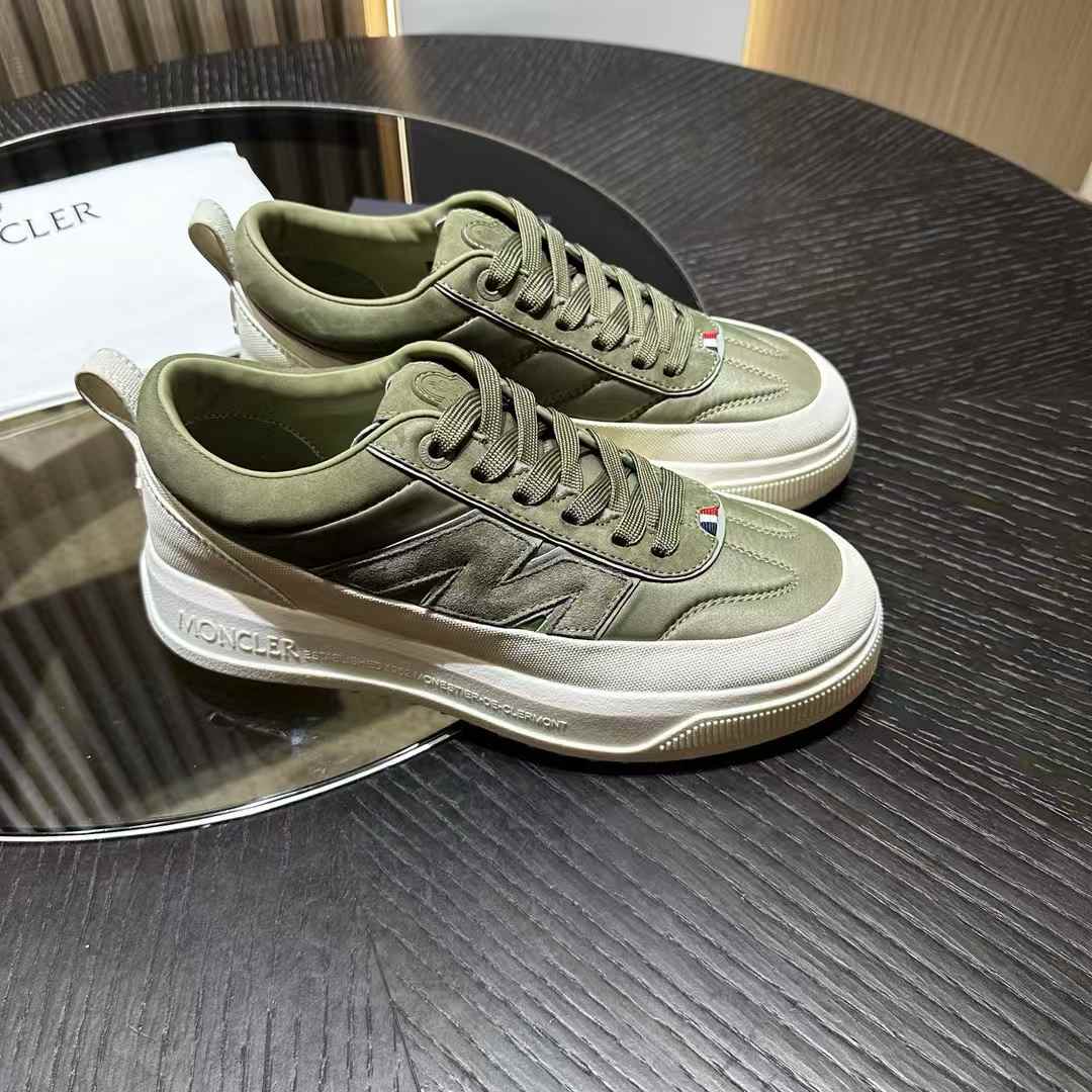 Moncler Altive trainer in sage green nubuck and suede