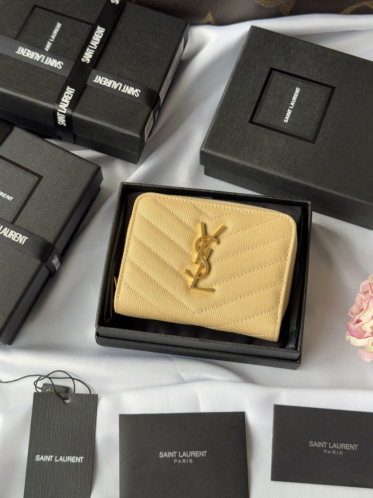 YSL Cassandre Matelassé compact zip-around wallet