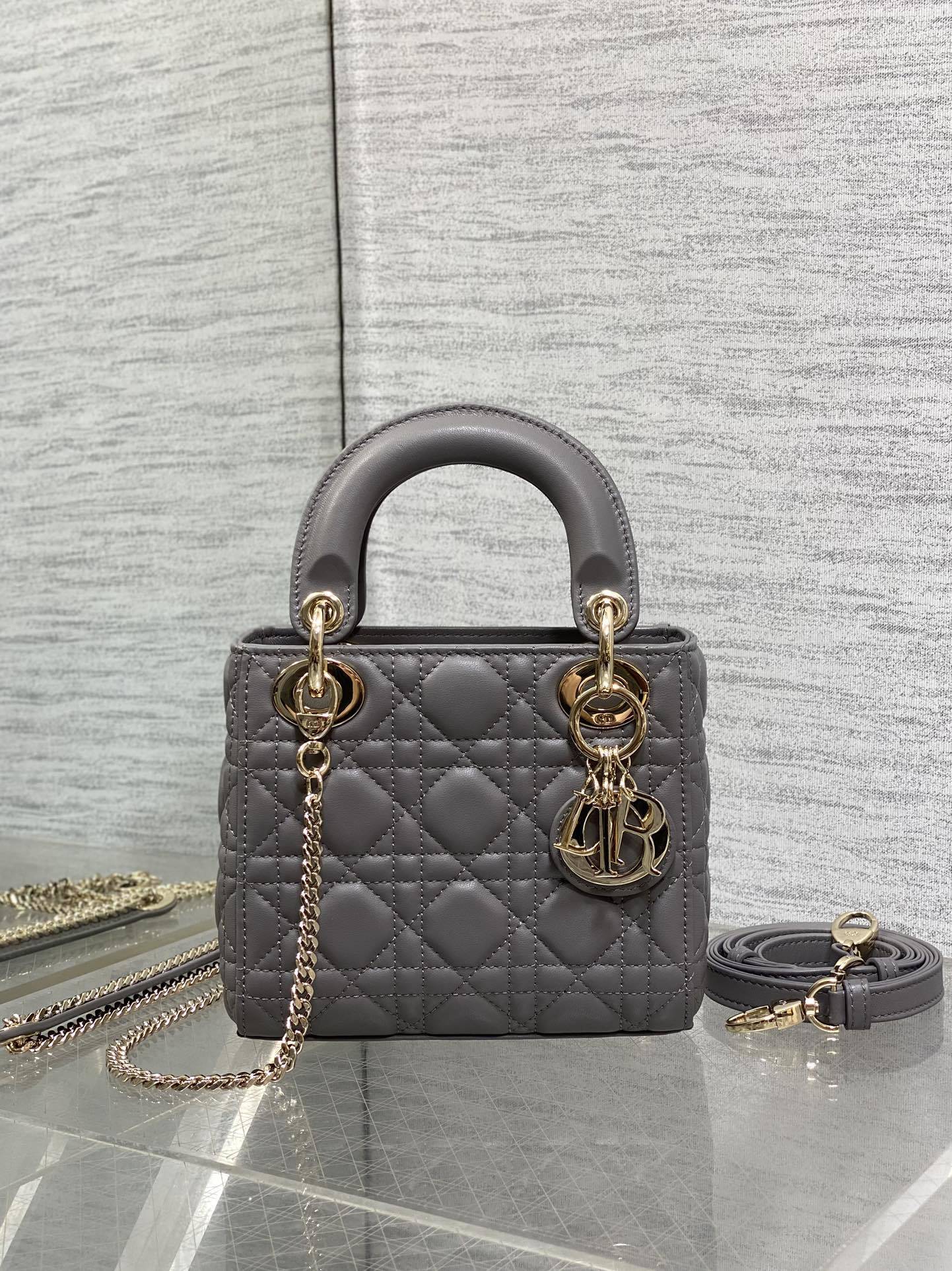 Dior Small Lady Dior bag in grey leather