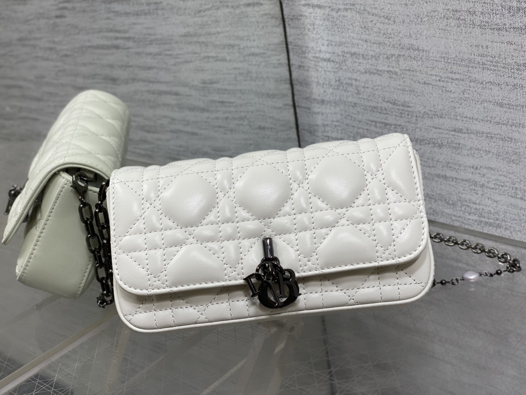 Dior Talk My Dior Phone Pouch in latte-colored Cannage lambskin leather